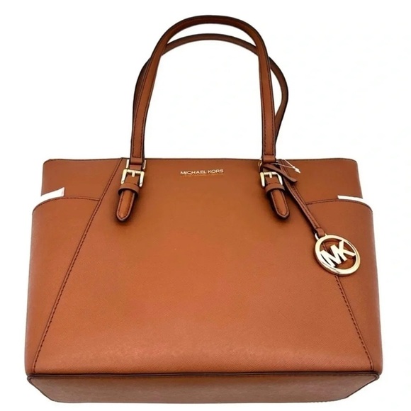 Michael Kors Large Charlotte Tote Bag Luggage Brown - Picture 6 of 12